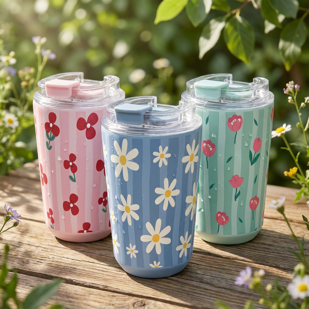 Vaso Térmico de Acero Inoxidable con Interior Cerámico - Floral Picnic | Aurea