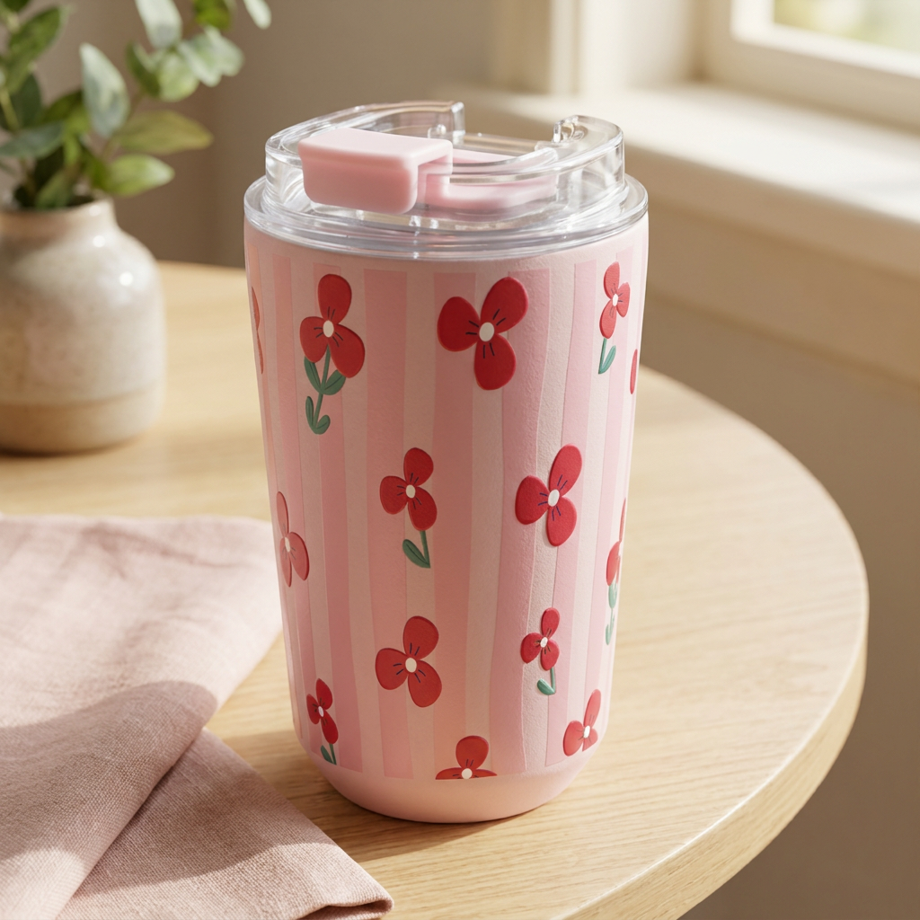 Vaso Térmico de Acero Inoxidable con Interior Cerámico - Floral Picnic | Aurea