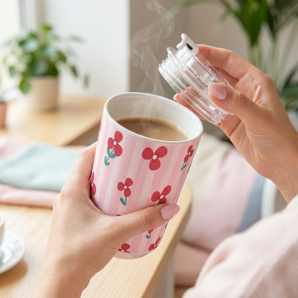 Vaso Térmico de Acero Inoxidable con Interior Cerámico - Floral Picnic | Aurea