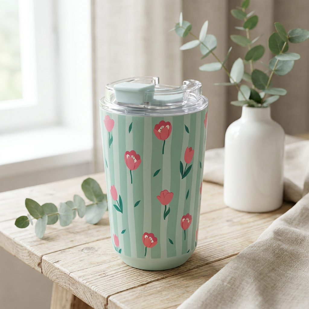 Vaso Térmico de Acero Inoxidable con Interior Cerámico - Floral Picnic | Aurea