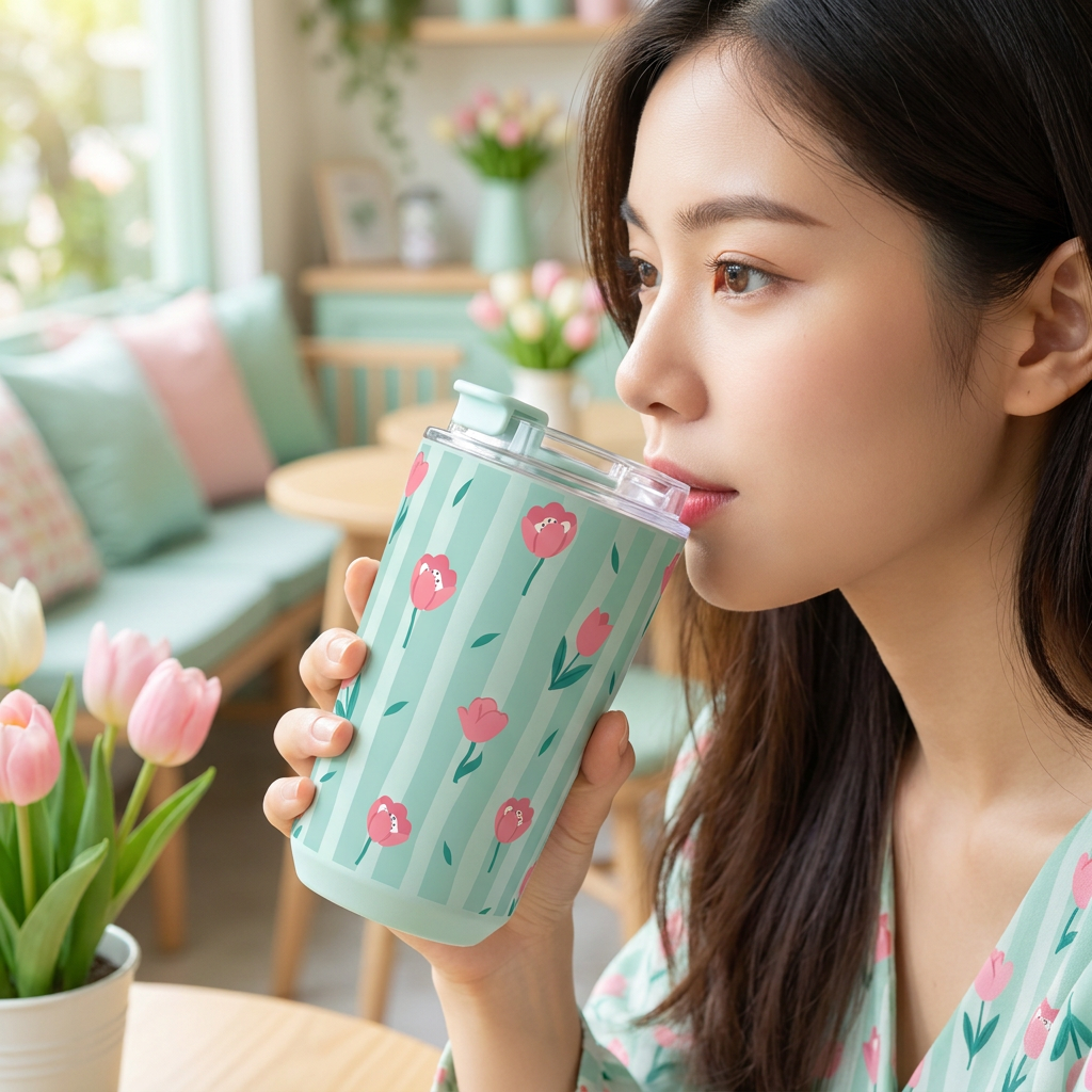 Vaso Térmico de Acero Inoxidable con Interior Cerámico - Floral Picnic | Aurea