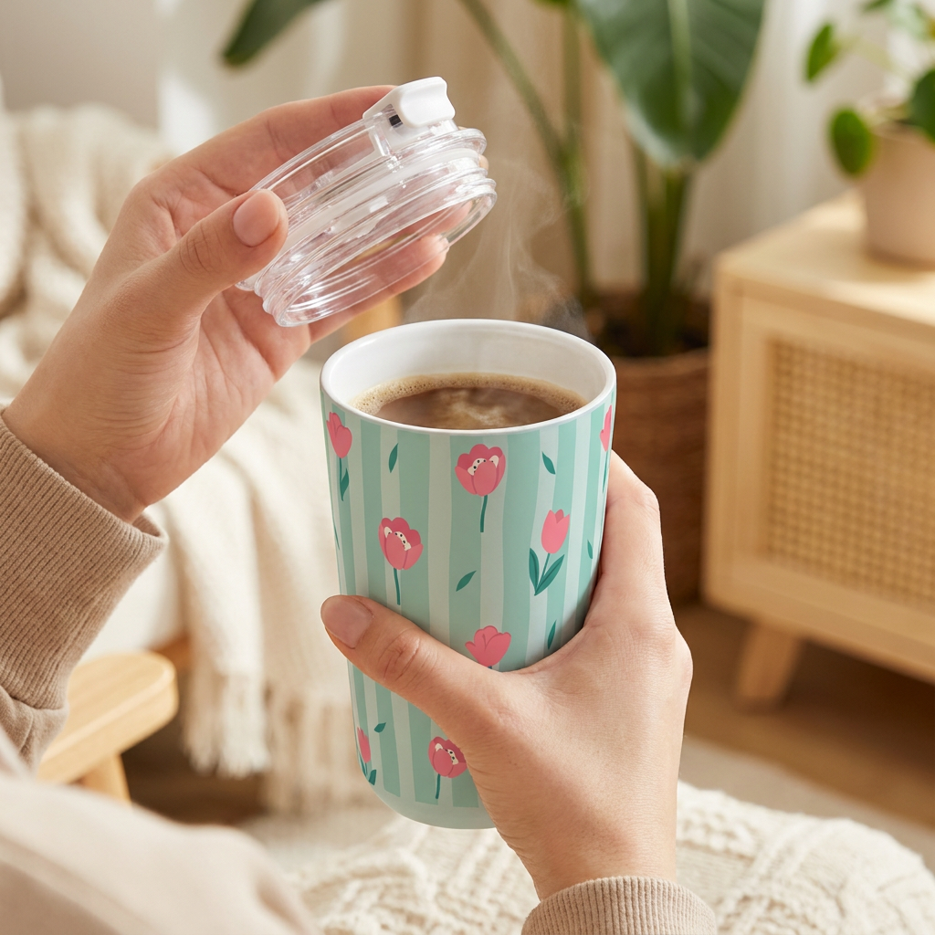 Vaso Térmico de Acero Inoxidable con Interior Cerámico - Floral Picnic | Aurea