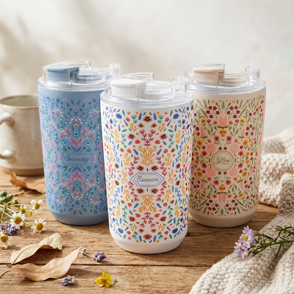 Vaso Térmico de Acero Inoxidable con Interior Cerámico - Floral Essence | Aurea