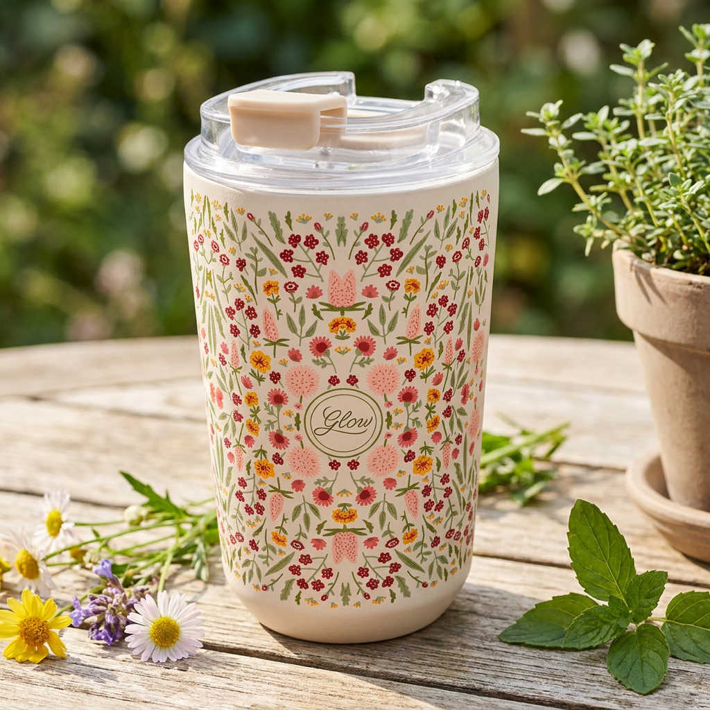 Vaso Térmico de Acero Inoxidable con Interior Cerámico - Floral Essence | Aurea