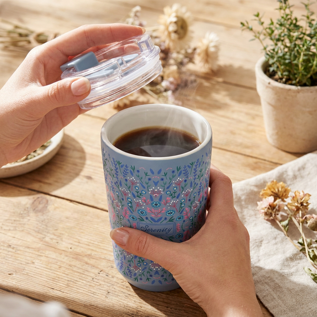 Vaso Térmico de Acero Inoxidable con Interior Cerámico - Floral Essence | Aurea