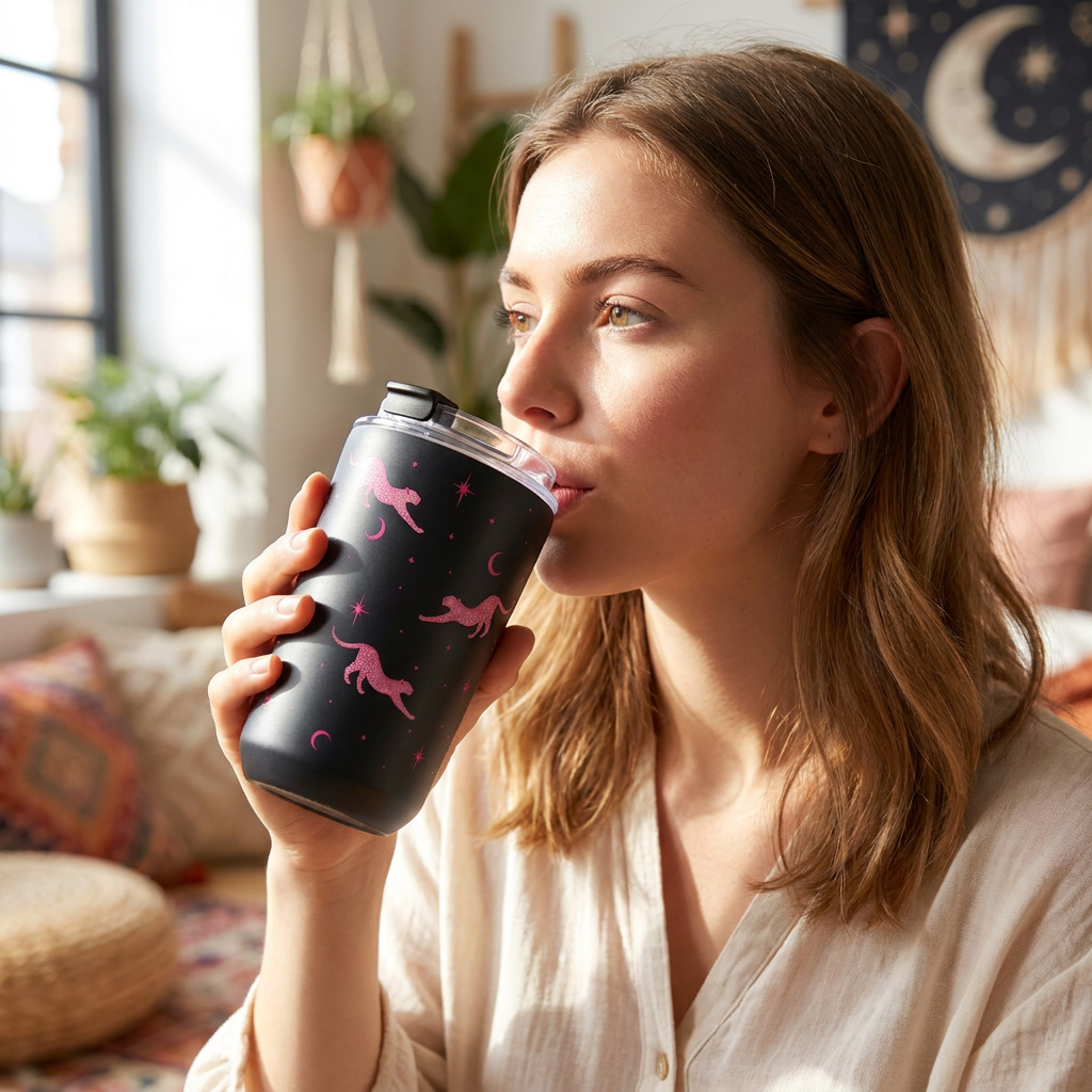 Vaso Térmico de Acero Inoxidable con Interior Cerámico - Mystic Leopard | Aurea