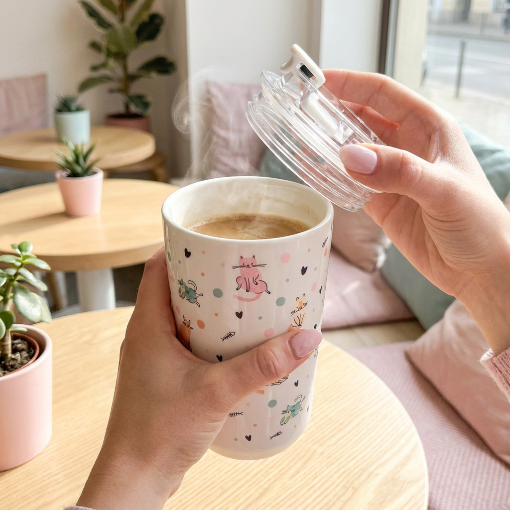 Vaso Térmico de Acero Inoxidable con Interior Cerámico - Dot & Meow | Aurea