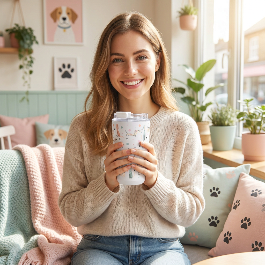 Vaso Térmico de Acero Inoxidable con Interior Cerámico - Dot & Woof | Aurea