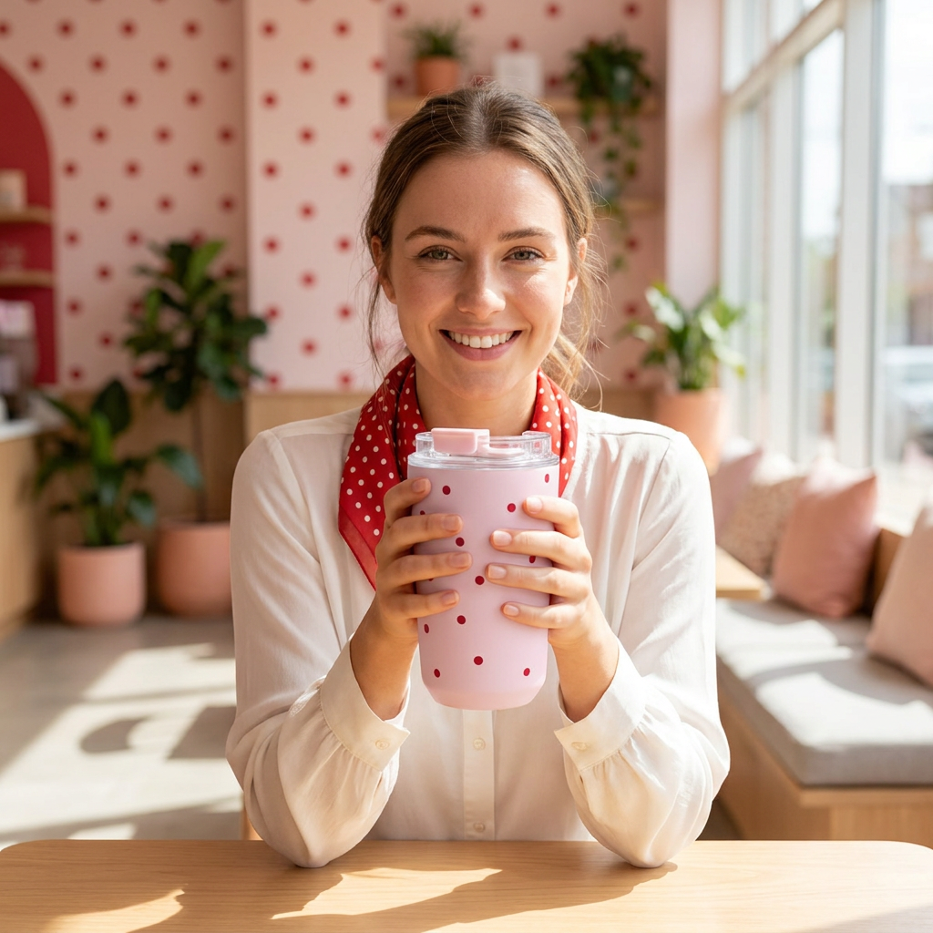 Vaso Térmico de Acero Inoxidable con Interior Cerámico - Petite Dots | Aurea