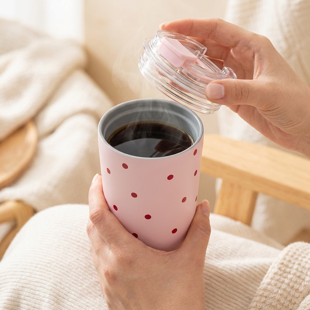 Vaso Térmico de Acero Inoxidable con Interior Cerámico - Petite Dots | Aurea