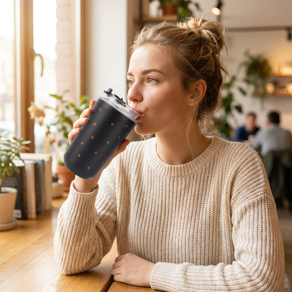 Vaso Térmico de Acero Inoxidable con Interior Cerámico - Petite Dots | Aurea