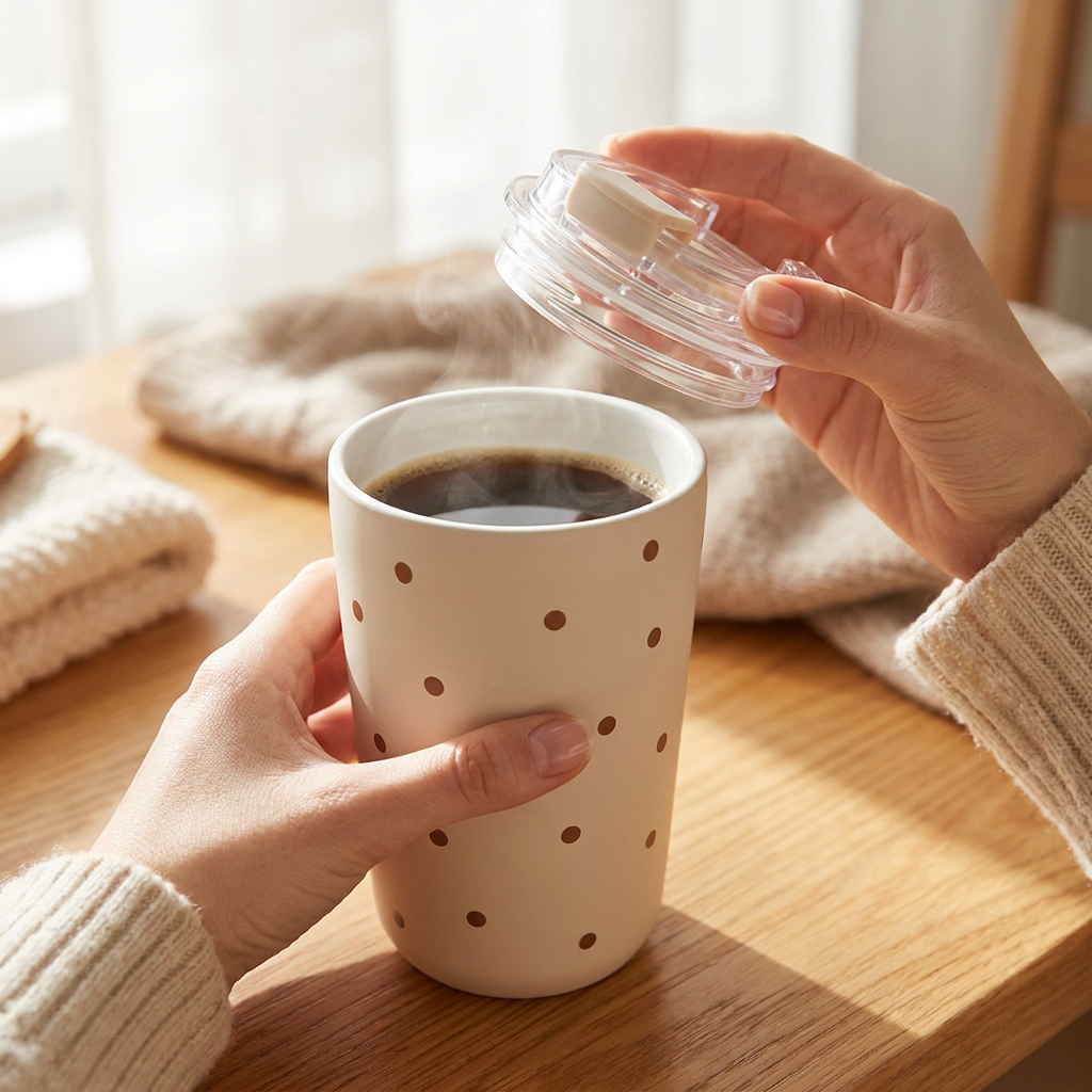 Vaso Térmico de Acero Inoxidable con Interior Cerámico - Petite Dots | Aurea