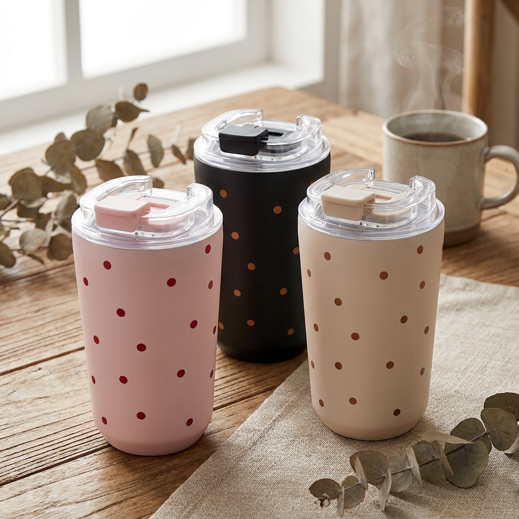 Vaso Térmico de Acero Inoxidable con Interior Cerámico - Petite Dots | Aurea