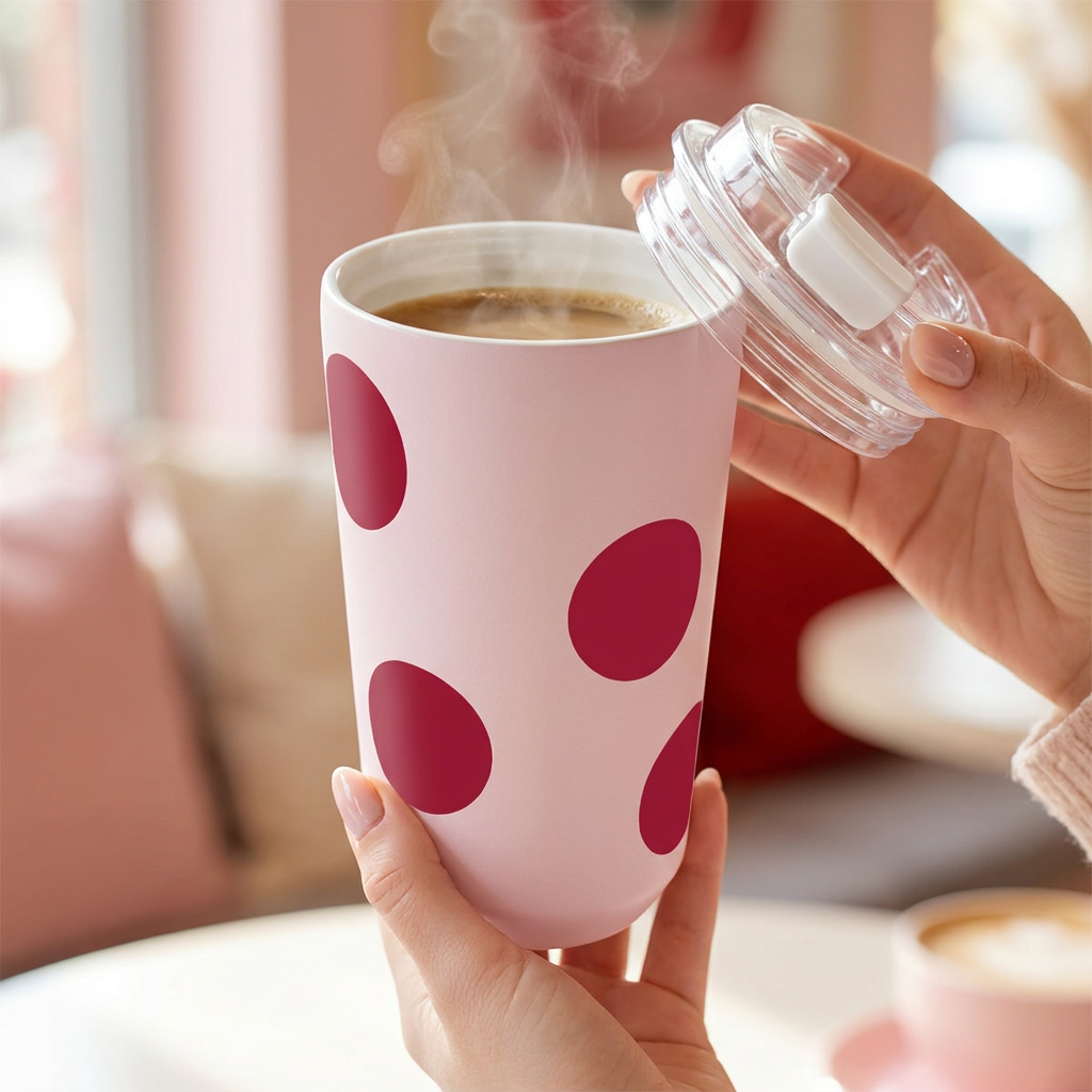 Vaso Térmico de Acero Inoxidable con Interior Cerámico - Bold Dots | Aurea