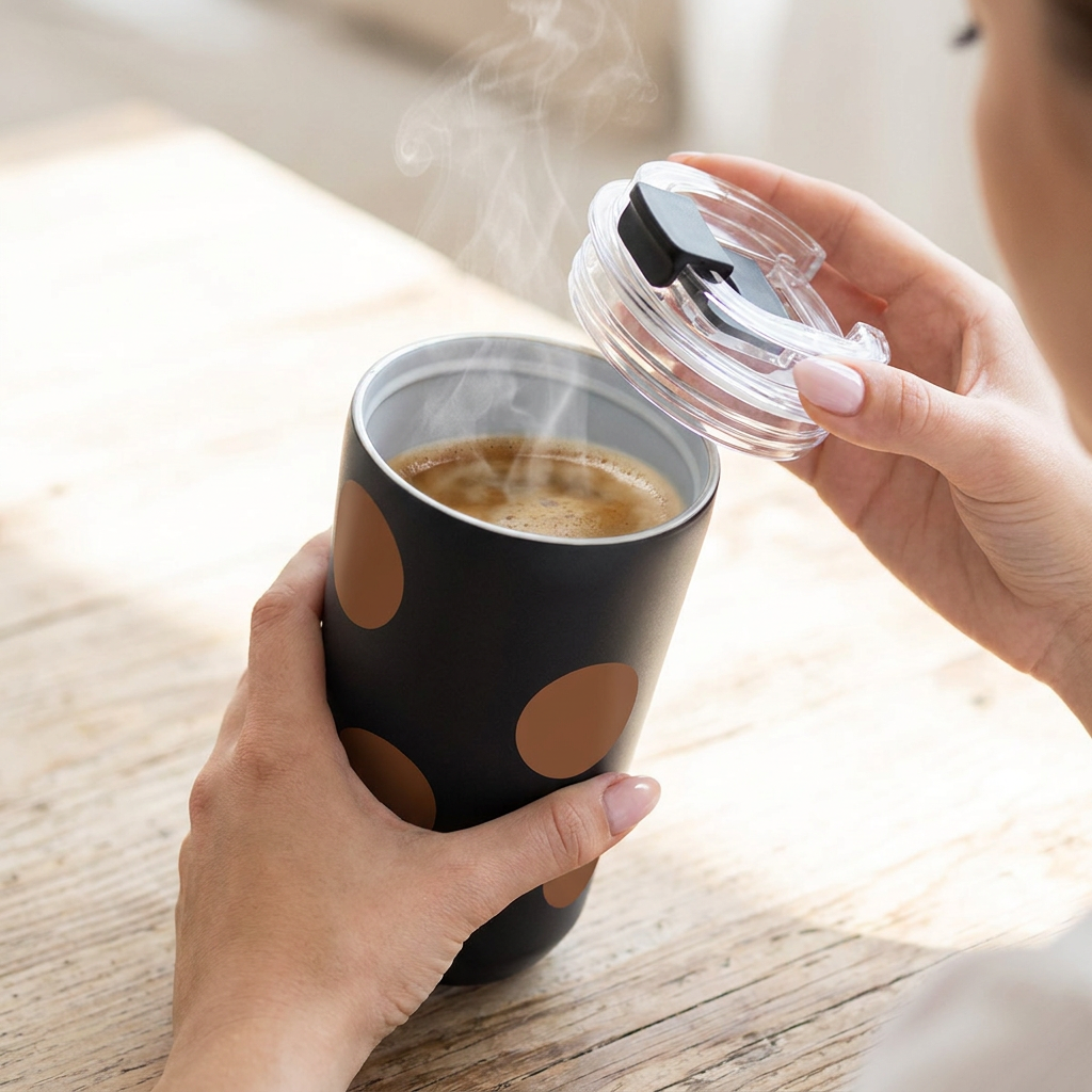 Vaso Térmico de Acero Inoxidable con Interior Cerámico - Bold Dots | Aurea