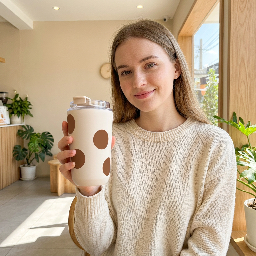 Vaso Térmico de Acero Inoxidable con Interior Cerámico - Bold Dots | Aurea
