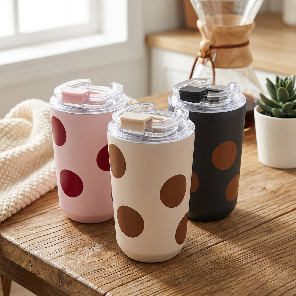 Vaso Térmico de Acero Inoxidable con Interior Cerámico - Bold Dots | Aurea