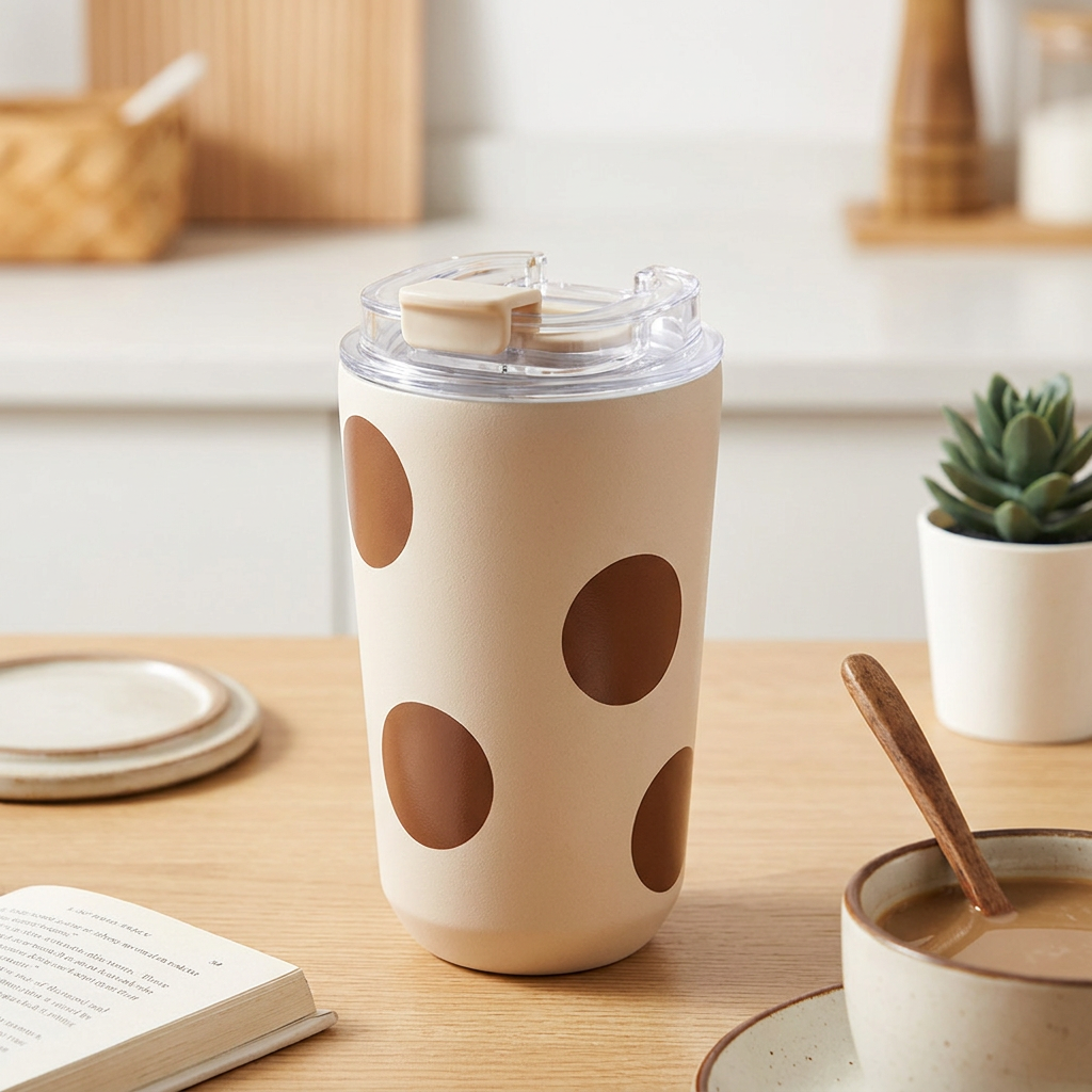Vaso Térmico de Acero Inoxidable con Interior Cerámico - Bold Dots | Aurea
