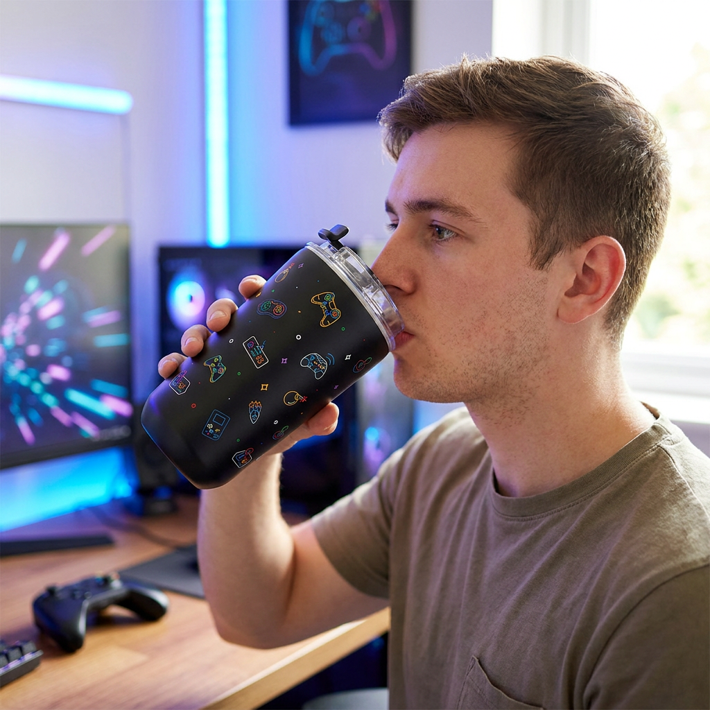 Vaso Térmico de Acero Inoxidable con Interior Cerámico - Neon Gamer | Aurea