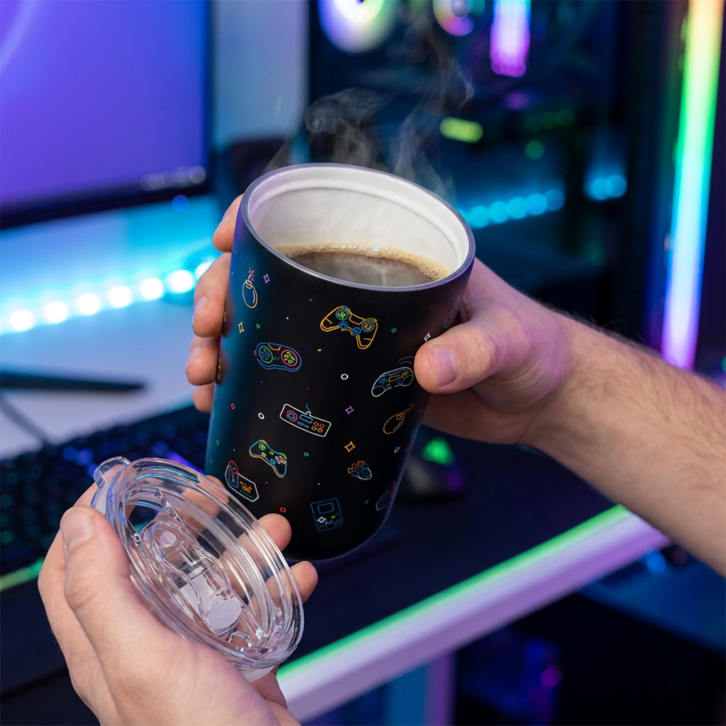 Vaso Térmico de Acero Inoxidable con Interior Cerámico - Neon Gamer | Aurea