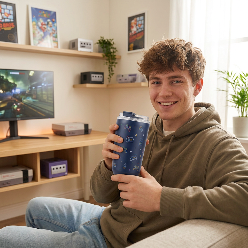 Vaso Térmico de Acero Inoxidable con Interior Cerámico - Neon Gamer | Aurea