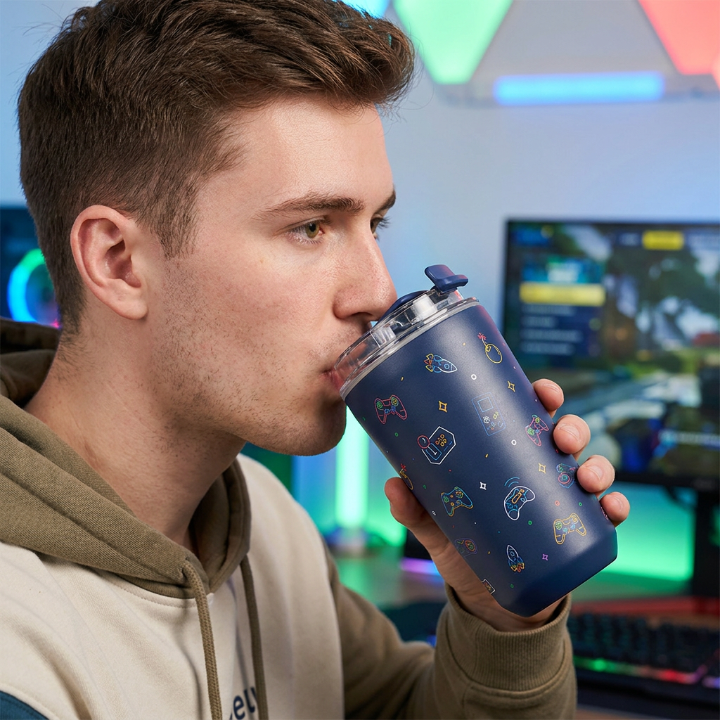 Vaso Térmico de Acero Inoxidable con Interior Cerámico - Neon Gamer | Aurea