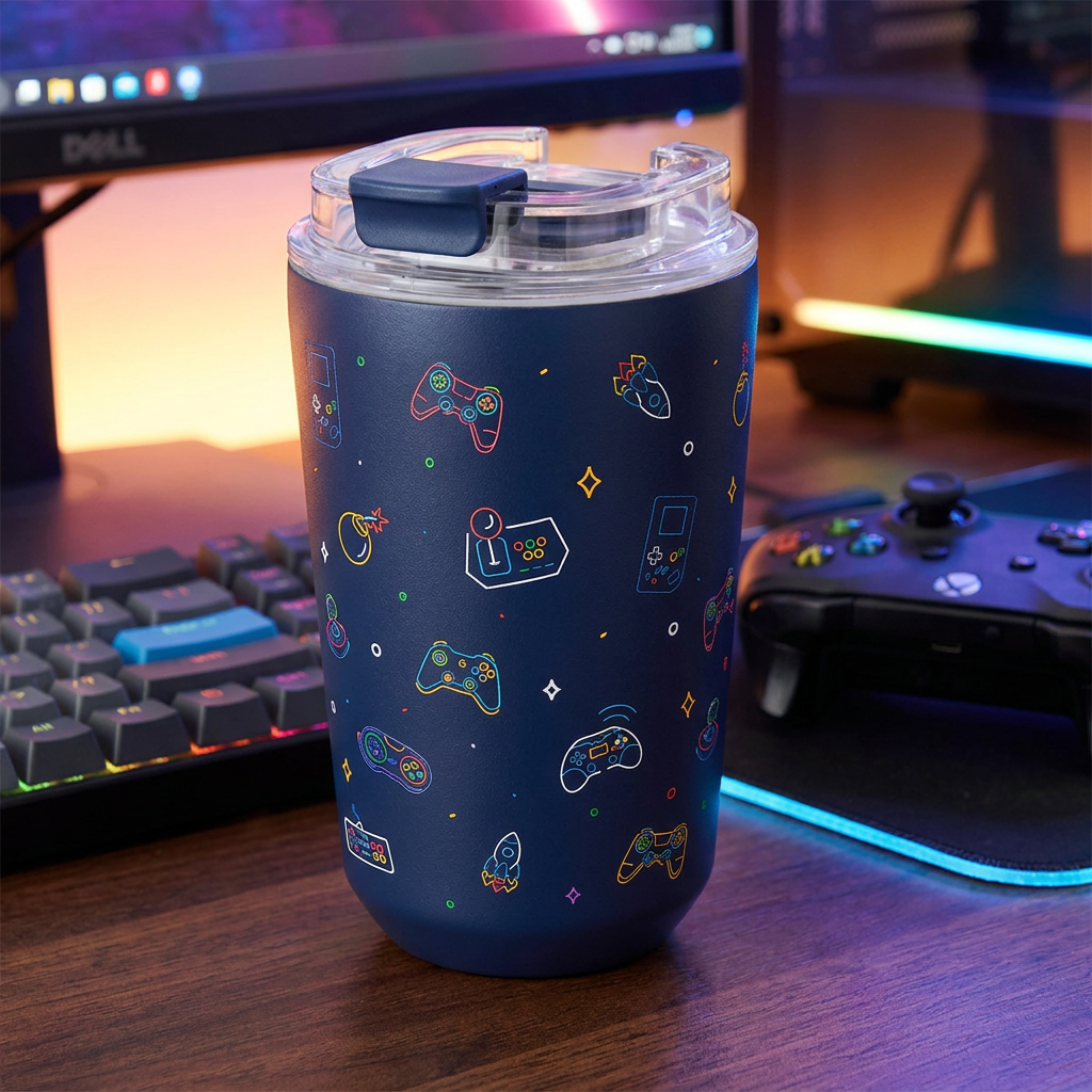 Vaso Térmico de Acero Inoxidable con Interior Cerámico - Neon Gamer | Aurea