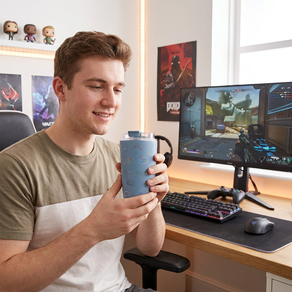 Vaso Térmico de Acero Inoxidable con Interior Cerámico - Neon Gamer | Aurea
