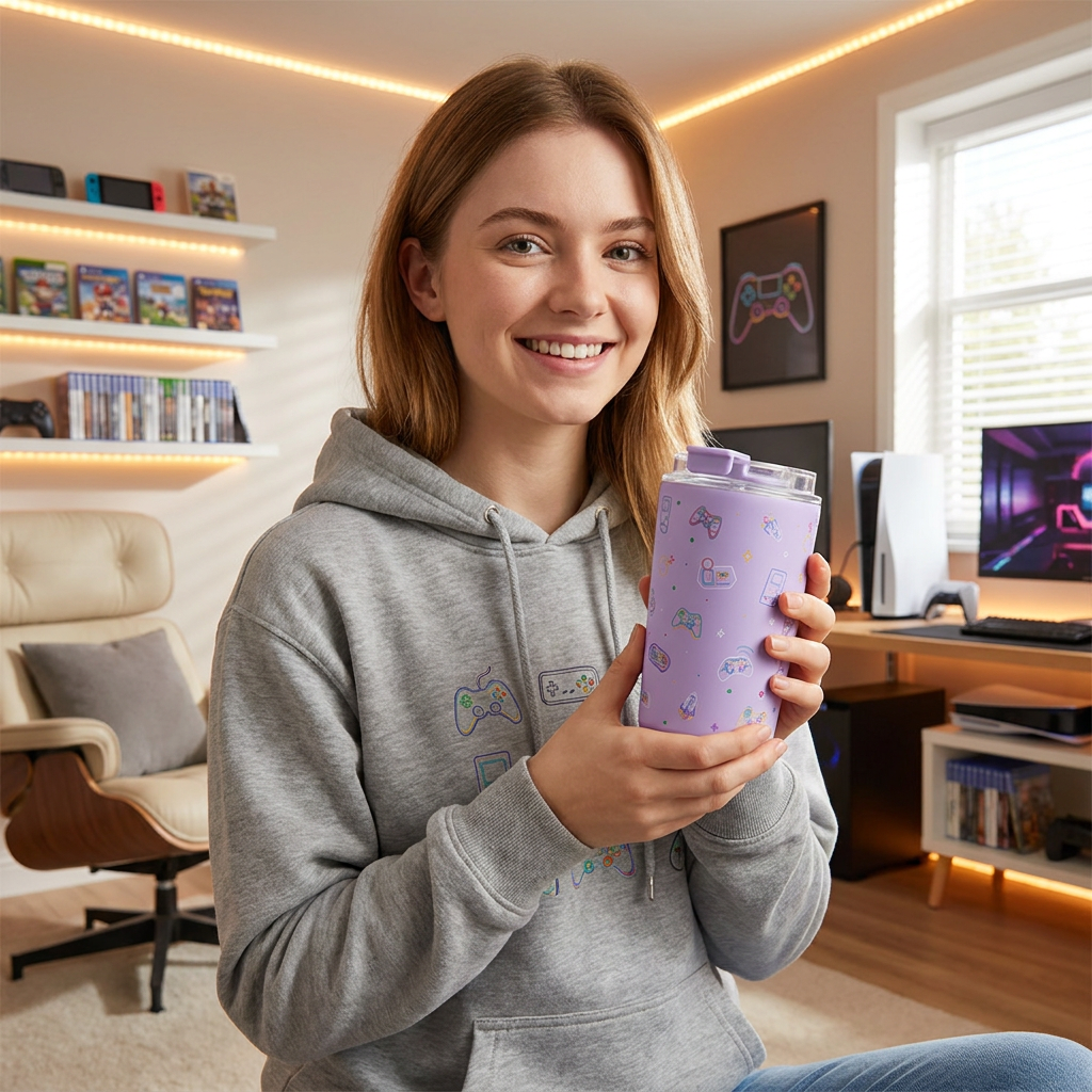 Vaso Térmico de Acero Inoxidable con Interior Cerámico - Neon Gamer | Aurea