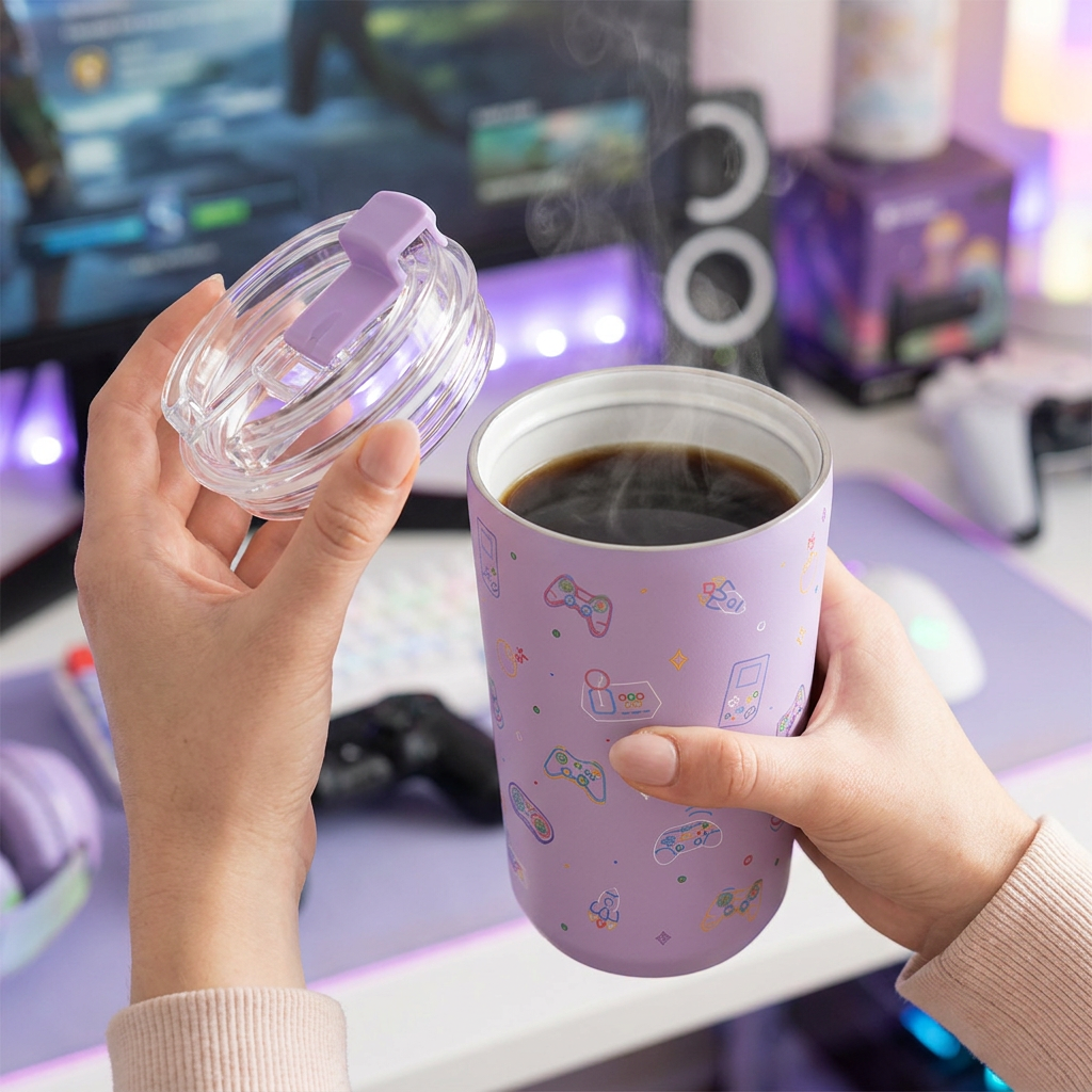 Vaso Térmico de Acero Inoxidable con Interior Cerámico - Neon Gamer | Aurea