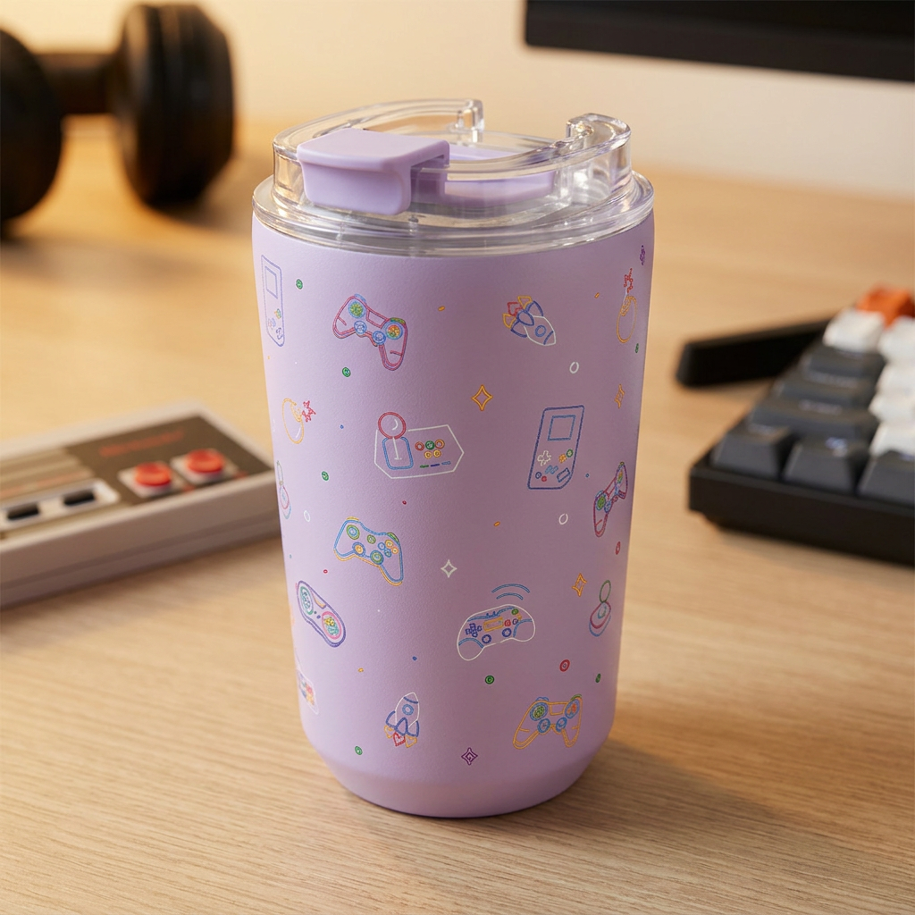 Vaso Térmico de Acero Inoxidable con Interior Cerámico - Neon Gamer | Aurea