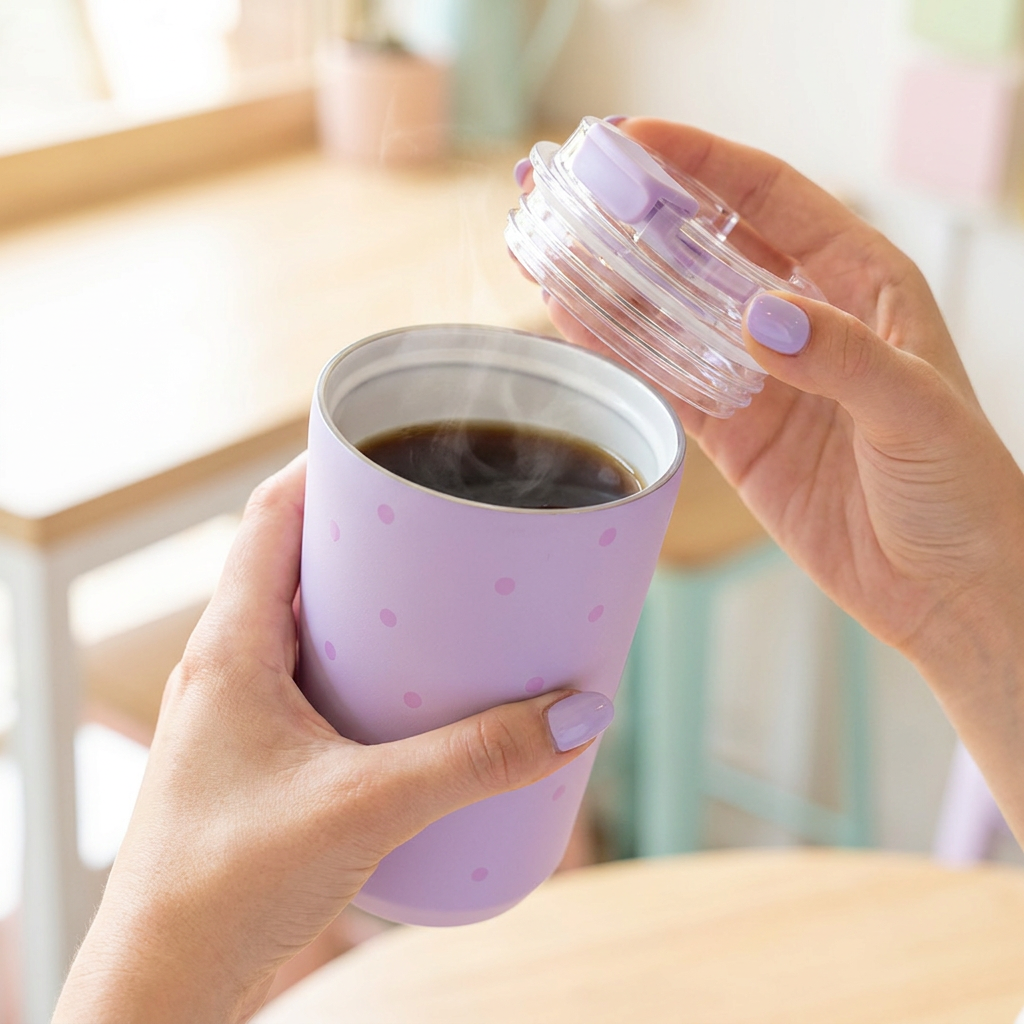 Vaso Térmico de Acero Inoxidable con Interior Cerámico - Pastel Dots | Aurea