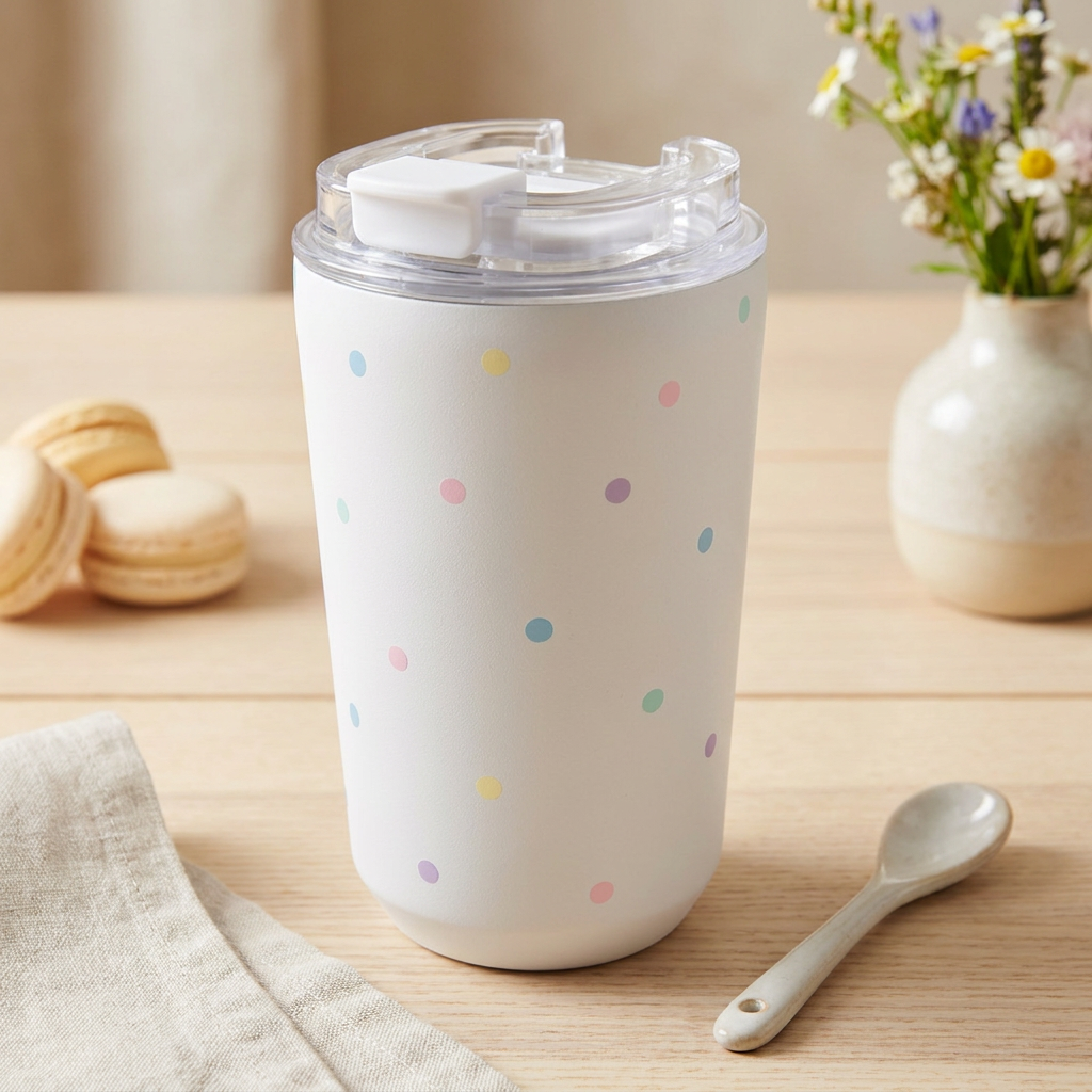 Vaso Térmico de Acero Inoxidable con Interior Cerámico - Pastel Dots | Aurea