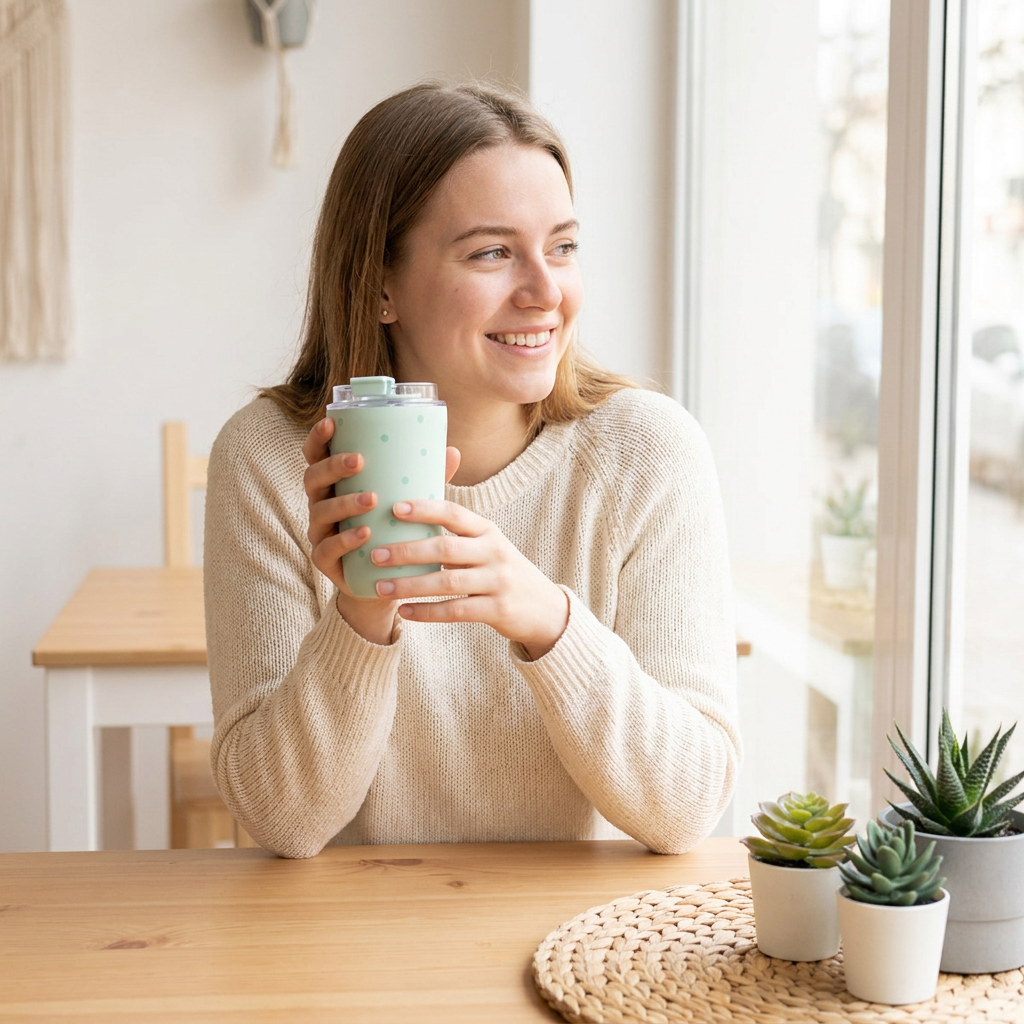 Vaso Térmico de Acero Inoxidable con Interior Cerámico - Pastel Dots | Aurea