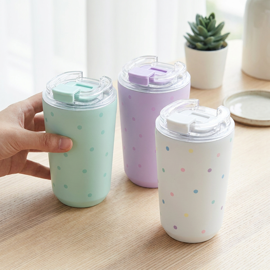 Vaso Térmico de Acero Inoxidable con Interior Cerámico - Pastel Dots | Aurea