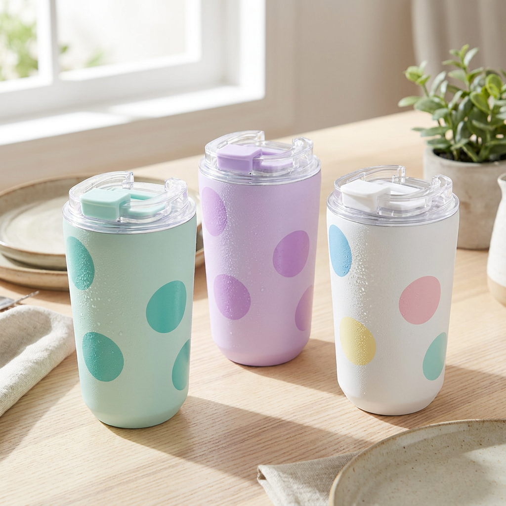 Vaso Térmico de Acero Inoxidable con Interior Cerámico - Happy Dots | Aurea