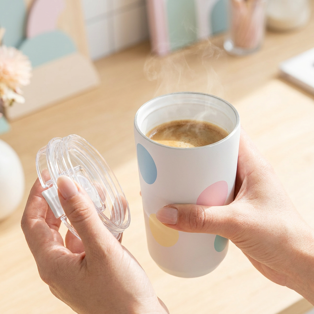 Vaso Térmico de Acero Inoxidable con Interior Cerámico - Happy Dots | Aurea