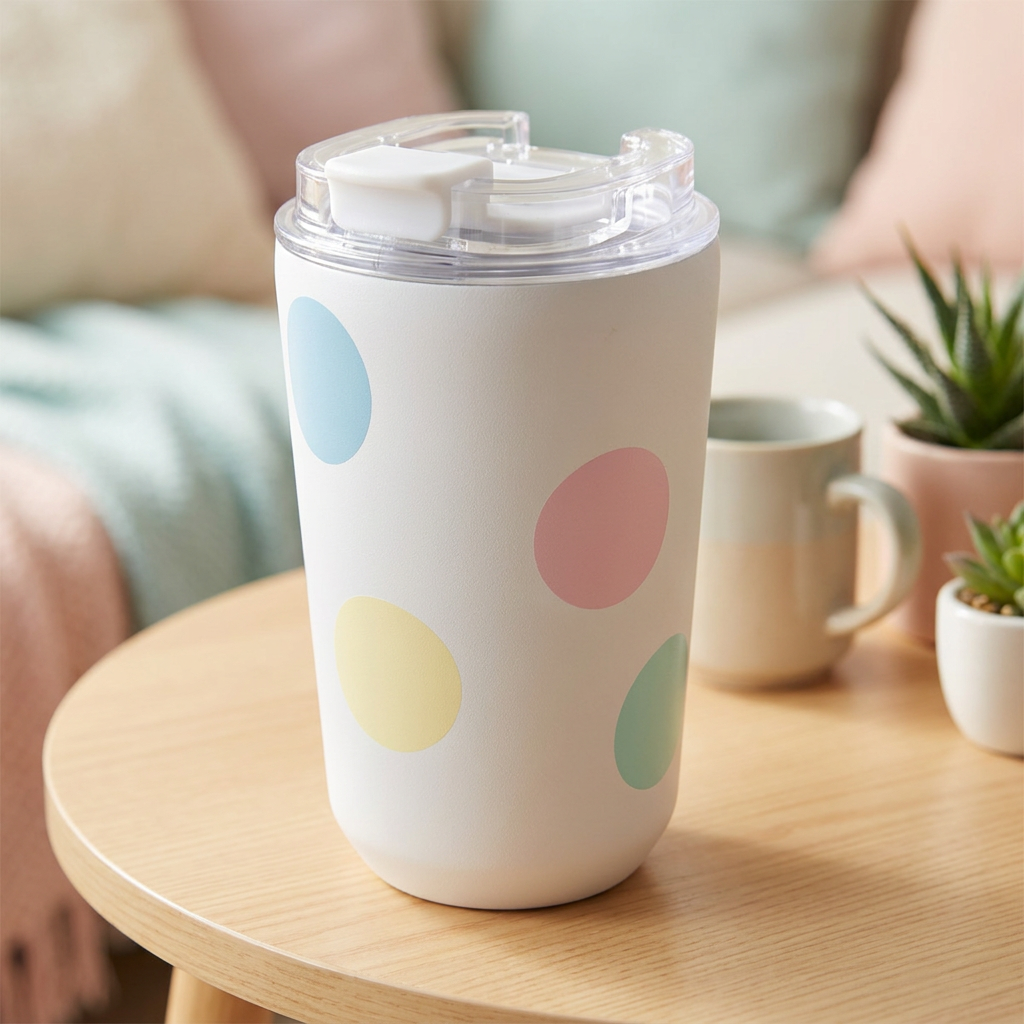 Vaso Térmico de Acero Inoxidable con Interior Cerámico - Happy Dots | Aurea