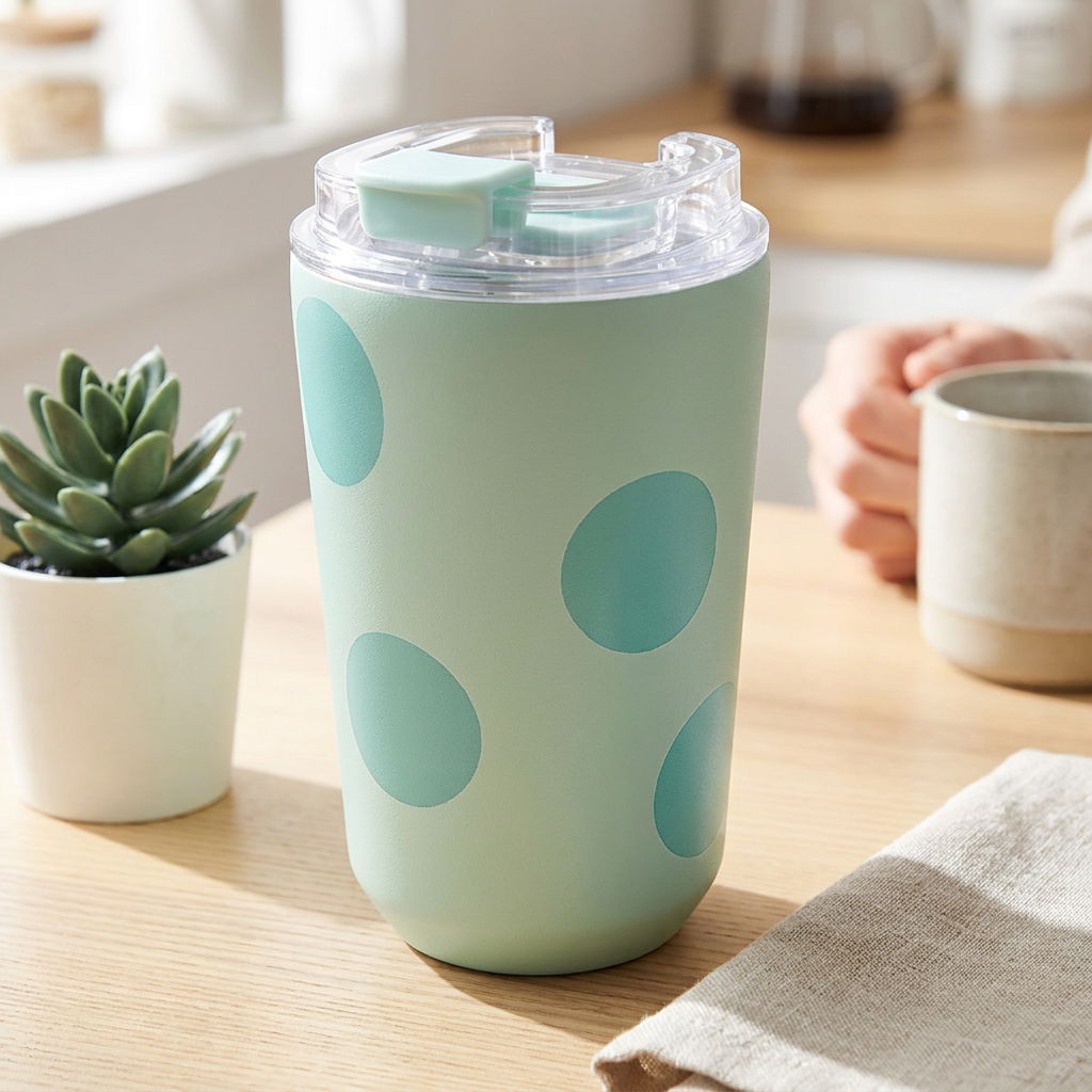 Vaso Térmico de Acero Inoxidable con Interior Cerámico - Happy Dots | Aurea