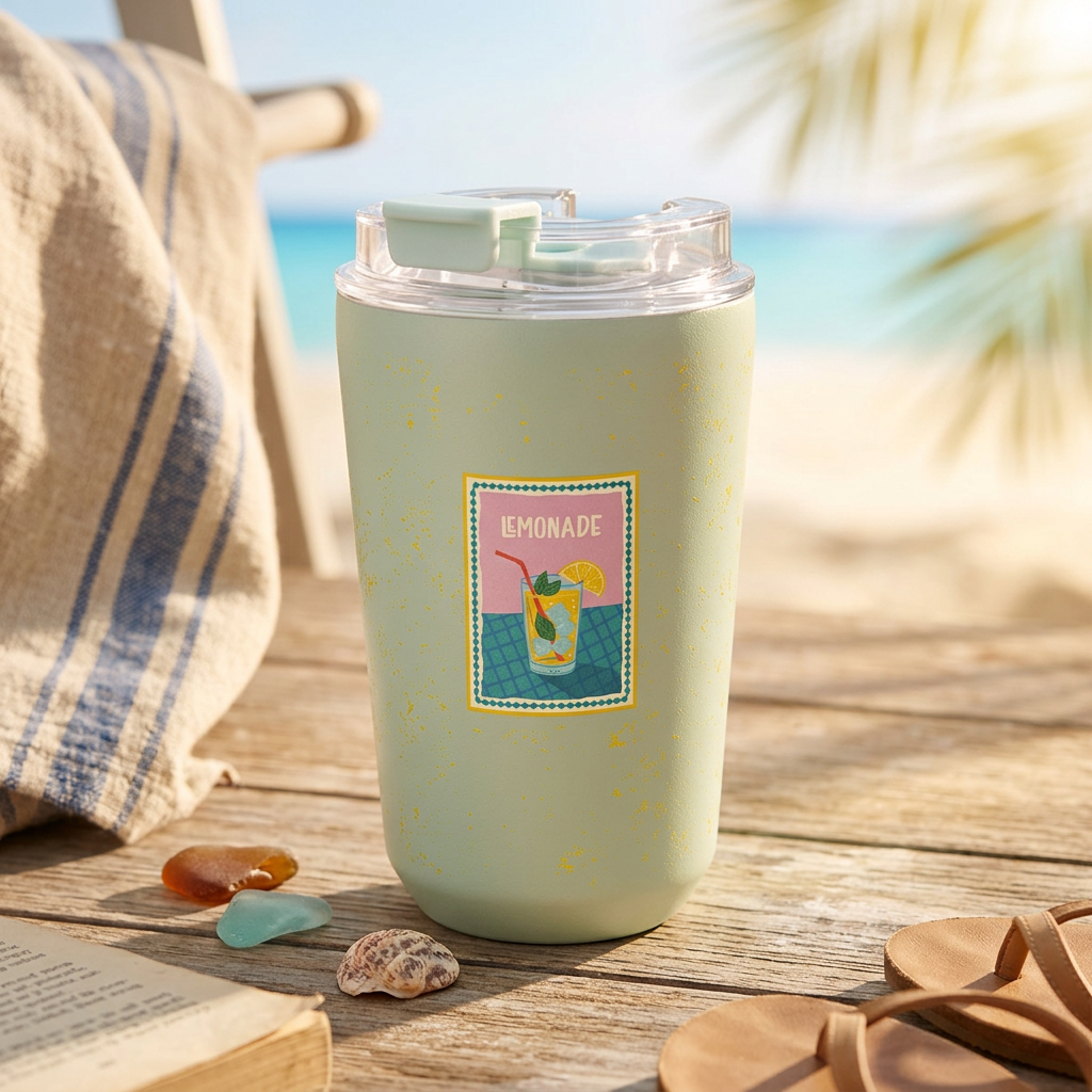 Vaso Térmico de Acero Inoxidable con Interior Cerámico - Coastal Stamps | Aurea