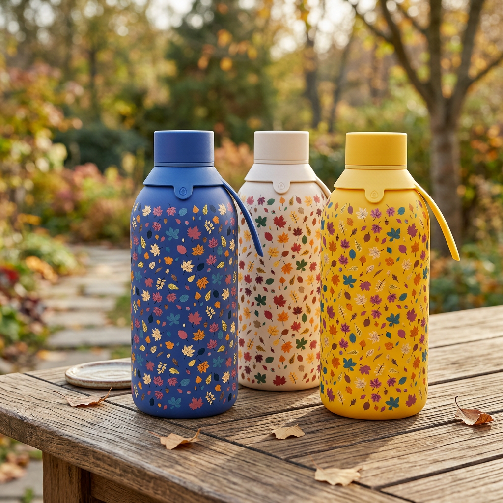 Botella Térmica de Acero Inoxidable con Interior Cerámico y Doble Tapón – Autumn Vibes | Aurea