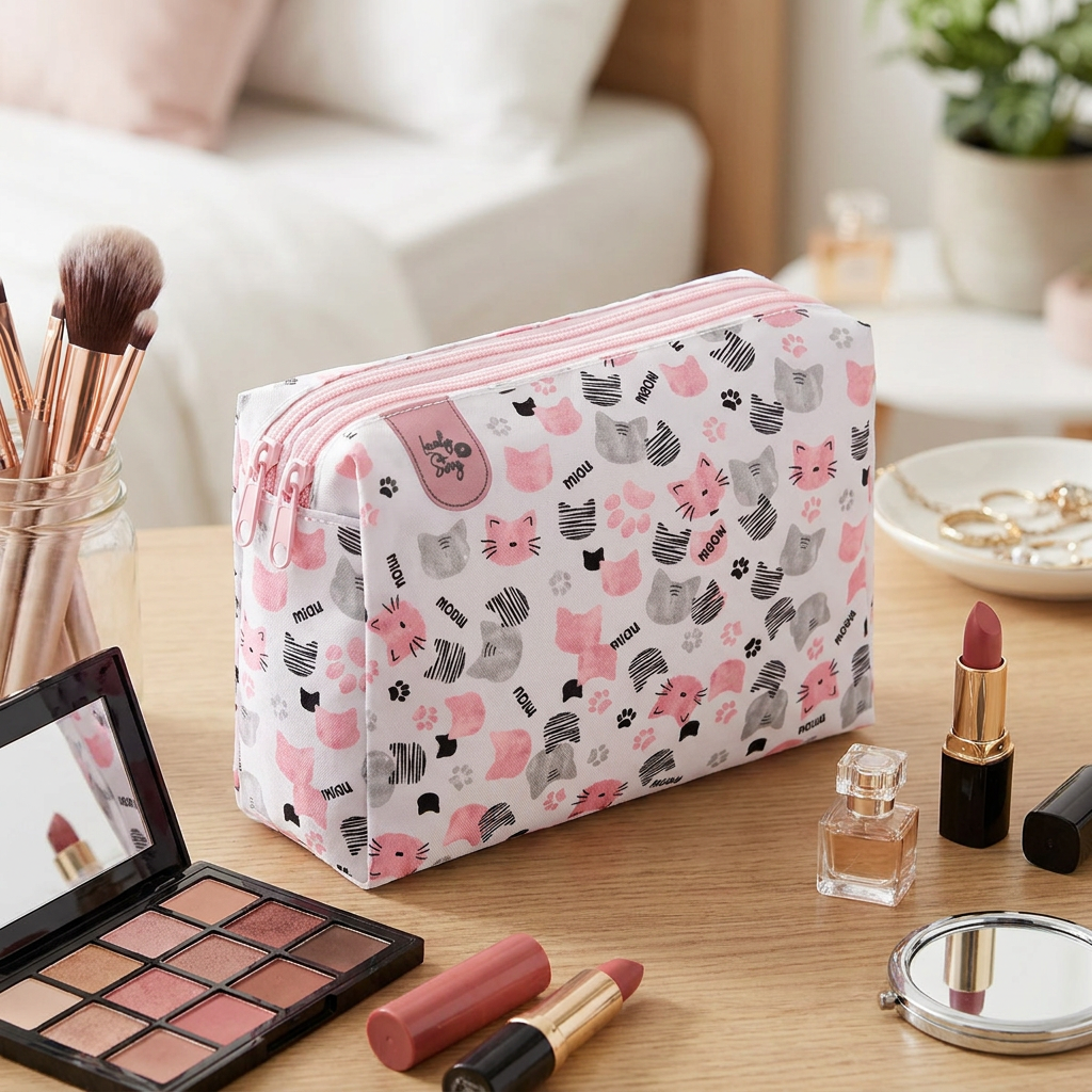 Neceser Estampado con Doble Cremallera