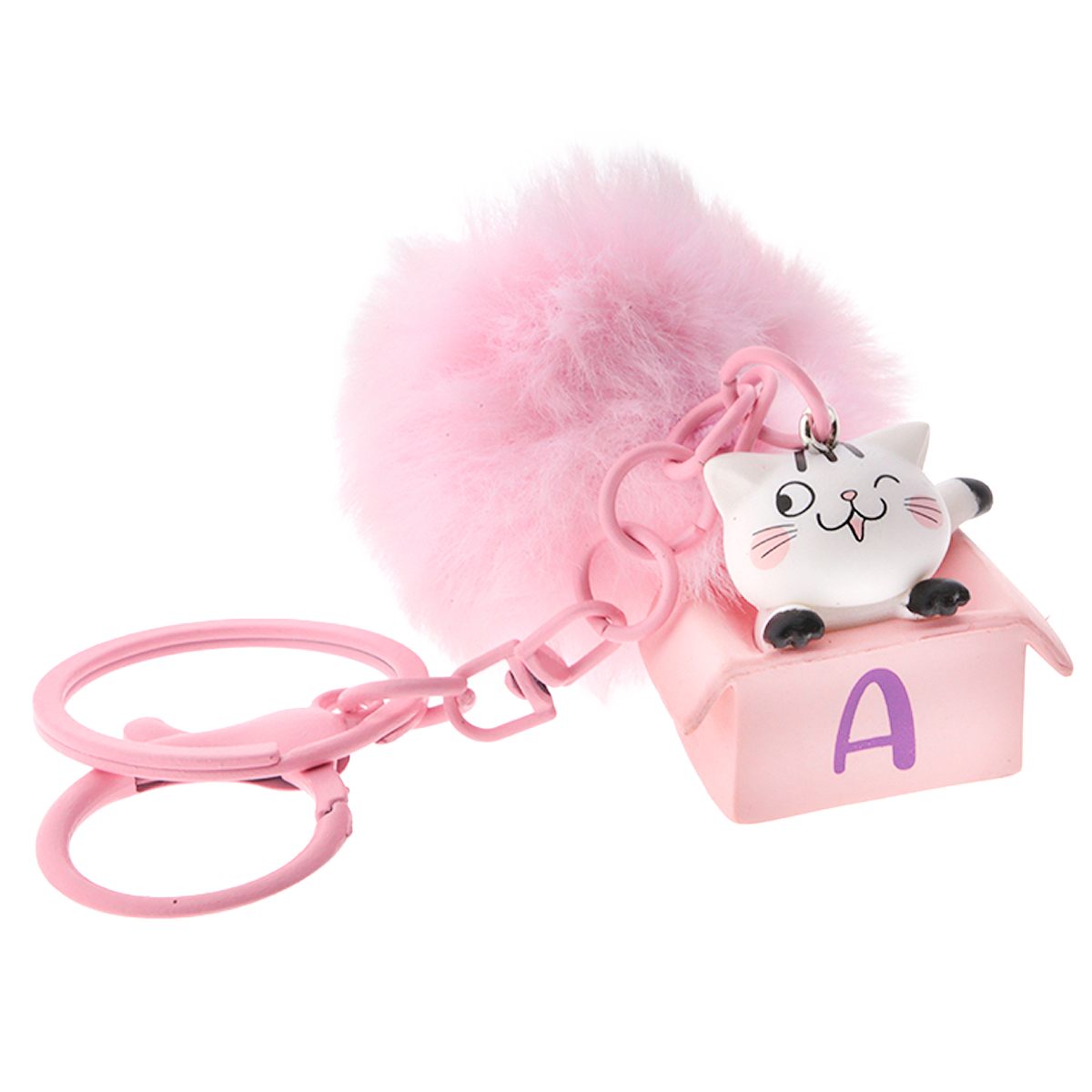 Llavero con iniciales Gatito - Rosa